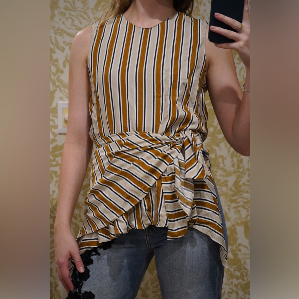NWT Zara Striped Asymmetrical Multi-way Top